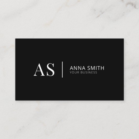 Carte De Visite Monogramme moderne noir et blanc (Devant)