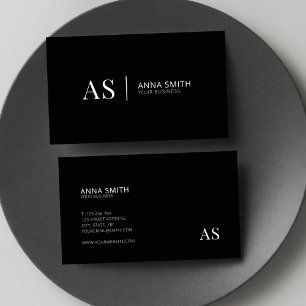 Carte De Visite Monogramme moderne noir et blanc