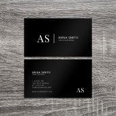 Carte De Visite Monogramme moderne noir et blanc