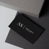 Carte De Visite Monogramme moderne noir et blanc