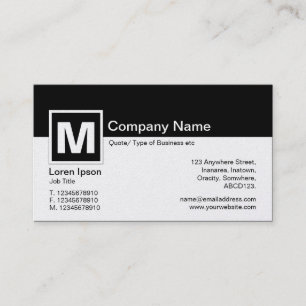 Carte De Visite Monogramme moderne - Noir et Blanc (Platine)
