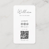Carte De Visite Monogramme moderne noir et blanc Script QR (Dos)