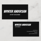 Carte De Visite Monogramme Moderne Noir Minimal Nom personnalisé (Devant / Derrière)