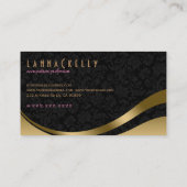 Carte De Visite Monogramme Moderne Noir & Or Lignes Dynamiques (Dos)