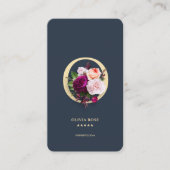 Carte De Visite Monogramme moderne O Élégant Floral Black Gold (Devant)
