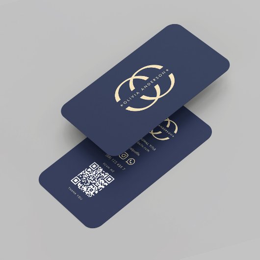 Carte De Visite Monogramme moderne O Logo Professional Dark Blue