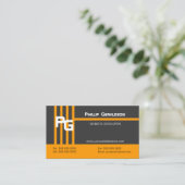 Carte De Visite Monogramme Moderne Orange (Debout devant)