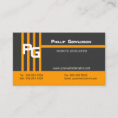 Carte De Visite Monogramme Moderne Orange (Devant)