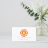 CARTE DE VISITE MONOGRAMME MODERNE ORANGE SUN LOGO POUR LE SALON D (Debout devant)