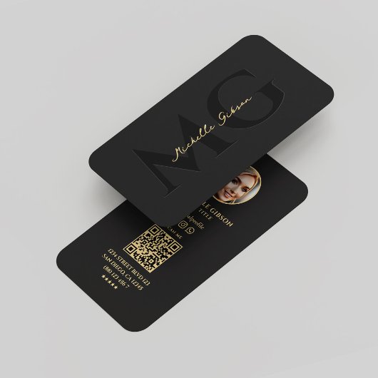 Carte De Visite Monogramme moderne Professional Elegant Black Phot