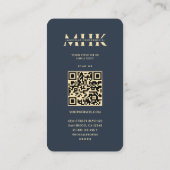 Carte De Visite Monogramme moderne professionnel bleu foncé (Dos)