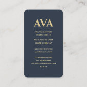 Carte De Visite Monogramme moderne professionnel bleu foncé or (Dos)