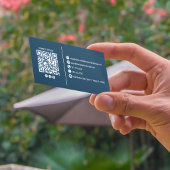 Carte De Visite Monogramme Moderne Professionnel Code QR Bleu 