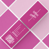 Carte De Visite Monogramme Moderne Professionnel Code QR Rose 