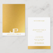 Carte De Visite Monogramme moderne professionnel Élégant Modèle or (Devant / Derrière)