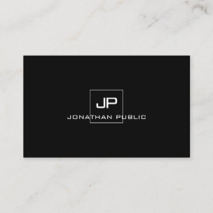 Carte De Visite Monogramme moderne professionnel Élégant noir bl