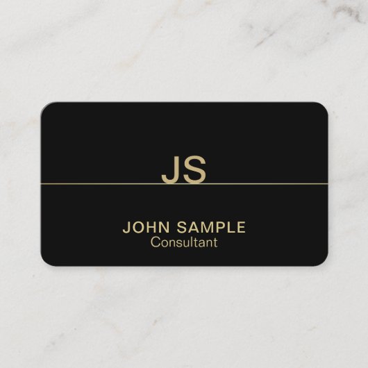 Carte De Visite Monogramme Moderne Professionnel Élégant Noir Or (Devant)
