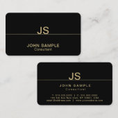 Carte De Visite Monogramme Moderne Professionnel Élégant Noir Or (Devant / Derrière)