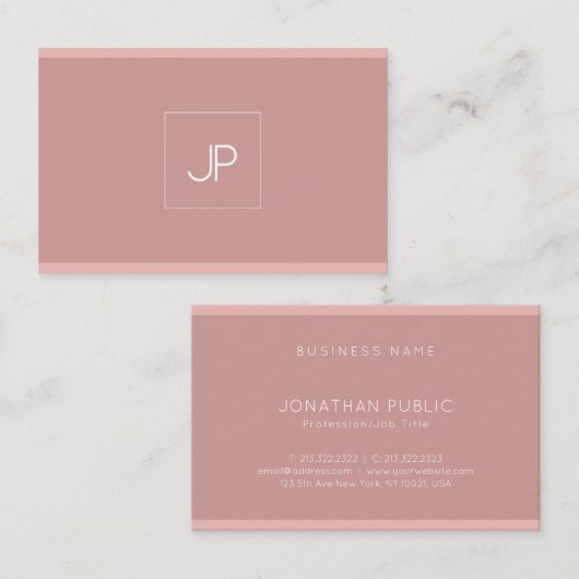 Carte De Visite Monogramme moderne professionnel Élégant Simple Pl (Devant / Derrière)