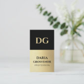 Carte De Visite Monogramme moderne professionnel Faux Gold QR Code (Debout devant)