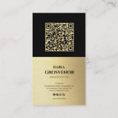 Carte De Visite Monogramme moderne professionnel Faux Gold QR Code (Dos)