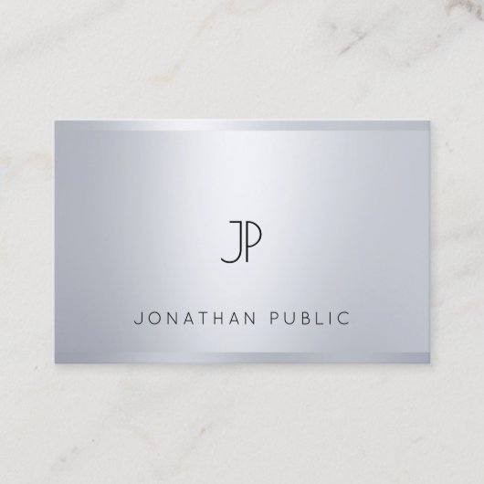 Carte De Visite Monogramme moderne professionnel Glamor Silver Loo (Devant)