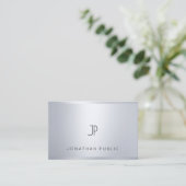 Carte De Visite Monogramme moderne professionnel Glamor Silver Loo (Debout devant)