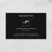 Carte De Visite Monogramme moderne professionnel noir blanc élégan (Dos)