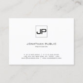 Carte De Visite Monogramme Moderne Professionnel Noir Blanc Simple (Dos)