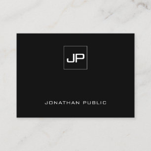 Carte De Visite Monogramme Moderne Professionnel Noir Blanc Simple