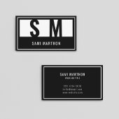 Carte De Visite Monogramme moderne professionnel noir et blanc