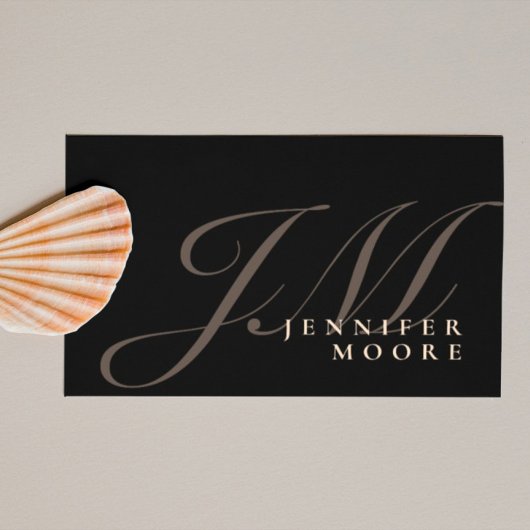 Carte De Visite Monogramme moderne professionnel noir et or