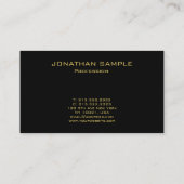 Carte De Visite Monogramme moderne professionnel noir et or (Dos)