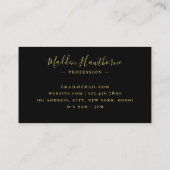 Carte De Visite Monogramme moderne professionnel noir or (Dos)