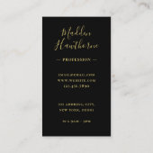 Carte De Visite Monogramme moderne professionnel noir or (Dos)
