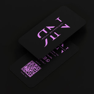 Carte De Visite Monogramme Moderne Professionnel Noir Violet