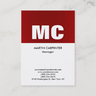 Carte De Visite Monogramme moderne professionnel rouge blanc verti