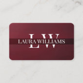 Carte De Visite Monogramme Moderne Professionnel Rouge Marron (Devant)