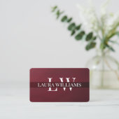 Carte De Visite Monogramme Moderne Professionnel Rouge Marron (Debout devant)