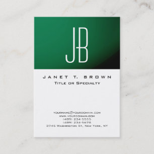 Carte De Visite Monogramme moderne professionnel Simple Vert Blanc
