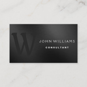 Carte De Visite Monogramme moderne professionnel sur le métal noi