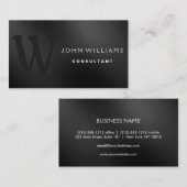 Carte De Visite Monogramme moderne professionnel sur le métal noir (Devant / Derrière)