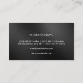 Carte De Visite Monogramme moderne professionnel sur le métal noir (Dos)