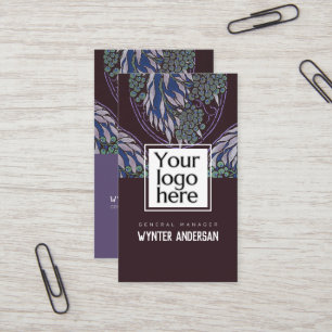 Carte De Visite Monogramme Moderne Purple Minimaliste Logo Personn
