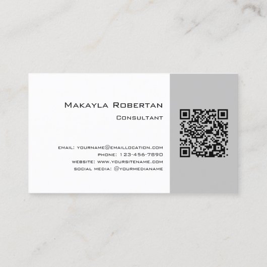 Carte De Visite Monogramme moderne QR Code (Dos)