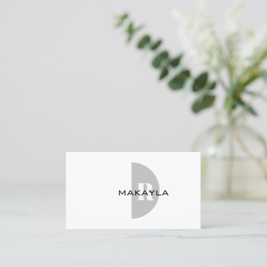 Carte De Visite Monogramme moderne QR Code (Debout devant)