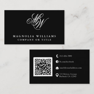 Carte De Visite Monogramme moderne QR Code minimaliste affaires