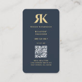 Carte De Visite Monogramme moderne Realtor R K gris foncé (Dos)