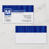 Carte De Visite Monogramme moderne - Rideau bleu (Devant / Derrière)