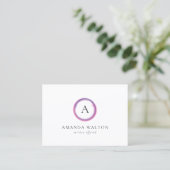 Carte De Visite Monogramme Moderne Rose et Violet (Debout devant)